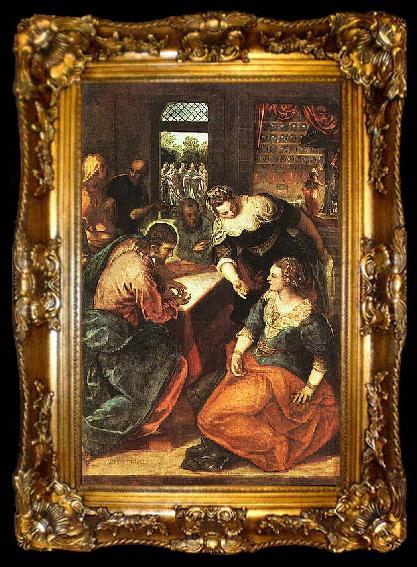framed  TINTORETTO, Jacopo Christus bei Maria und Martha, ta009-2